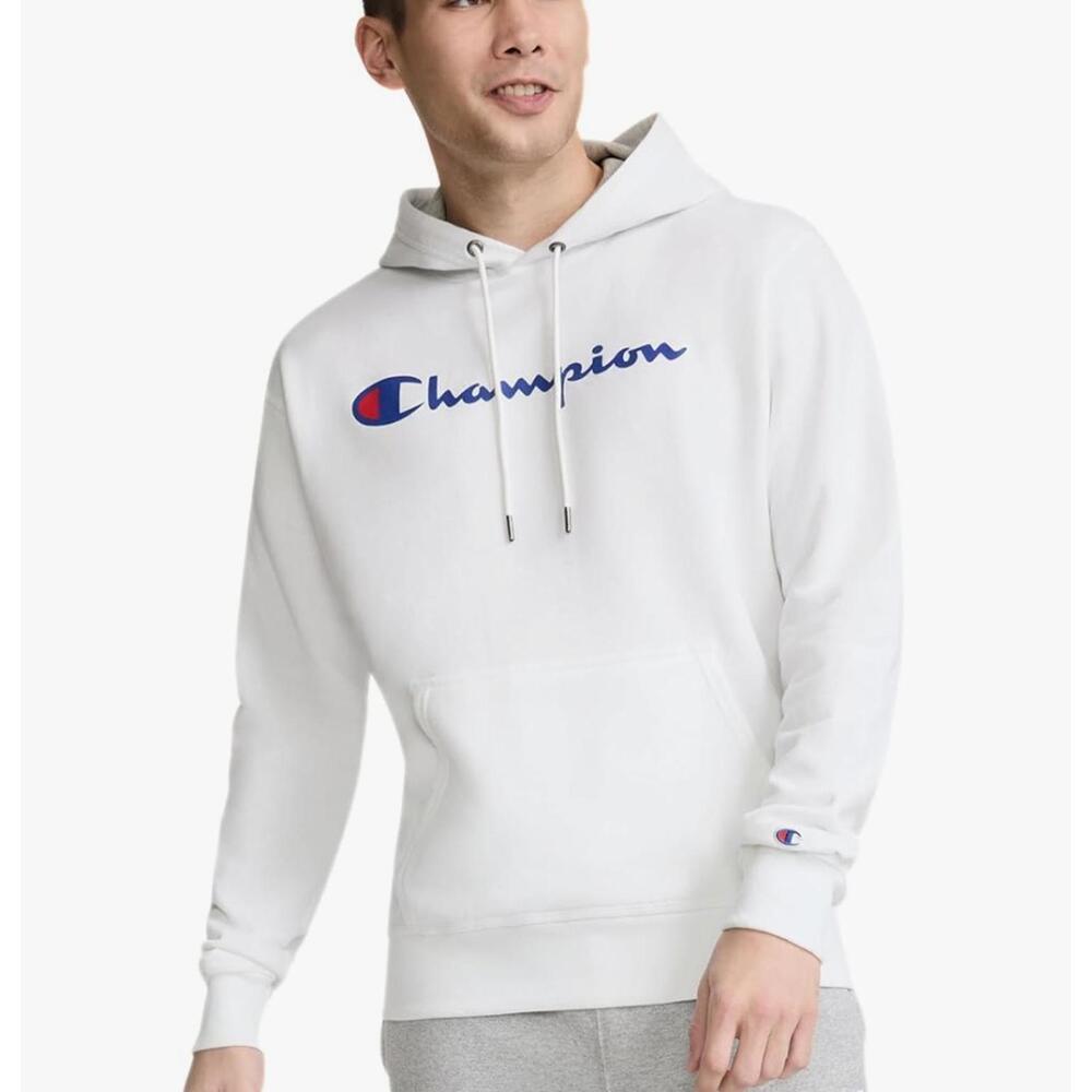 Champion Men's White Hoodie Sweatshirt